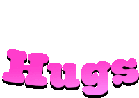 a pink sign that says hugs on a white background