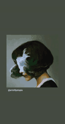 a painting of a woman with green hair and the words artofdystopia at the bottom