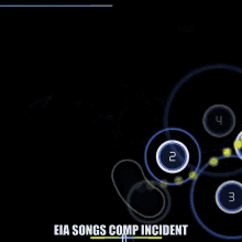 a screenshot of a video game with the words eia songs comp incident at the top