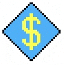 a pixel art of a dollar sign on a blue square