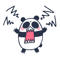 a drawing of a panda bear with its mouth open and a pink tongue sticking out