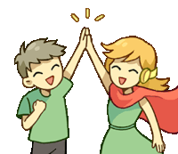 a boy and a girl give each other a high five