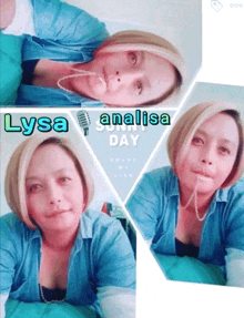 a collage of photos of a woman with the name lysa on the top