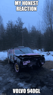 a volvo 940gl is sitting in the snow