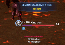 a screenshot of a video game that says remaining activity time