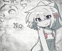 a drawing of a girl with the word no in the corner