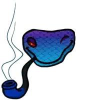 a cartoon drawing of a snake with smoke coming out of its mouth