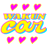 a yellow and pink sign that says wakun cour