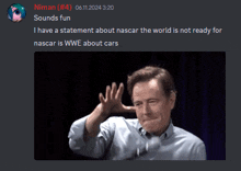 a screenshot of a discord conversation with a man making a face