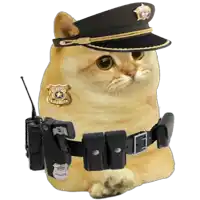 a cat with a police badge on it