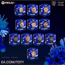 a poster for the fifa 23 team of the year showing players