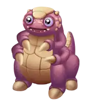 a purple and yellow monster with sharp claws