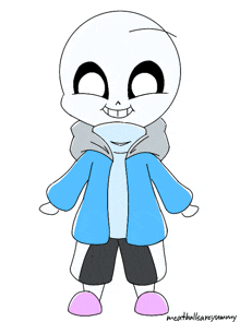 a drawing of sans from undertale with the name meatballsareyummy on the bottom