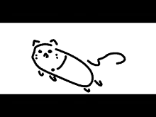 a black and white drawing of a cat with a smiley face on its face .