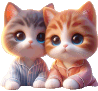 two cats wearing pajamas are sitting next to each other on a white background