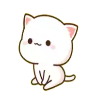 a small white cat with a pink ear is sitting down