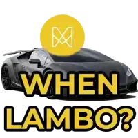 a black lamborghini with the words " when lambo " written below it