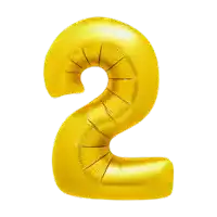 a gold number 2 balloon on a white background