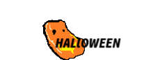 a cartoon drawing of a pumpkin with the words halloween written below it