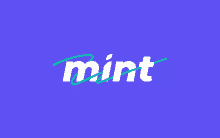 a mint logo on a blue background with green lines