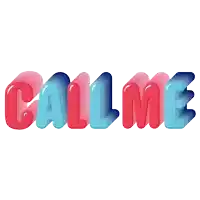 the word call me is displayed in red and blue letters