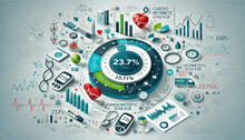a graphic showing a 23.7% percentage of people with cardio disease