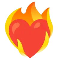 a red heart with flames coming out of it on a white background