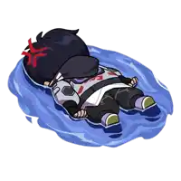 a cartoon of a person laying in the water