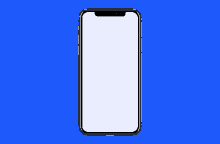 a phone with a blue circle and a white circle on the screen