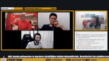 a screenshot of a video chat with four men including a man wearing a white shirt