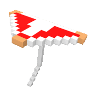 a 3d model of a red and white umbrella with a white handle