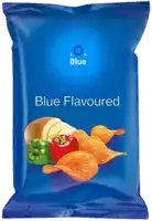 a blue bag of blue flavoured chips