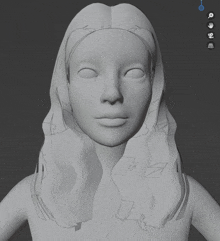 a 3d model of a woman 's face with a few lines on it