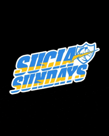 a blue and yellow logo on a black background for a sports team called ucla sundays