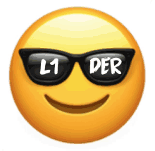 a yellow smiley face wearing sunglasses with the words l1 der on them