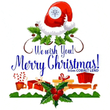 a christmas greeting card that says we wish you merry christmas from cobalt lend