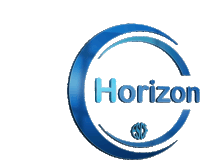 a blue circle with the word horizon in the center