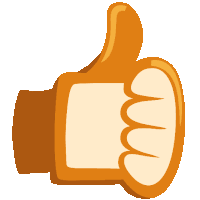 a cartoon hand giving a thumbs up sign on a white background