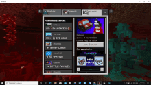 a screenshot of a minecraft game showing the featured servers