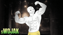 a cartoon of a man flexing his muscles with the word wojak in the corner