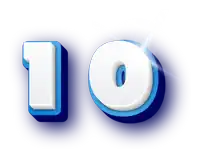 the number 10 is shown in blue and white