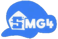 a blue logo that says mg4 in white letters