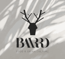 a logo for bard food and drink culture with a deer head on it