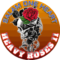 a skull with a rose on top of it and the words salam one heart heavy roses