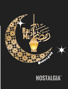 a greeting card for ramadan mubarak with a crescent moon