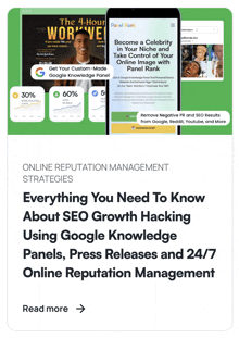 an advertisement for online reputation management strategies includes a phone and a tablet