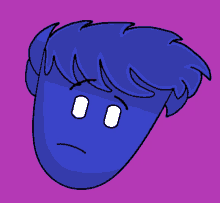 a cartoon drawing of a person 's face with blue hair