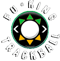 a logo for fu * king trackball shows a green and yellow circle