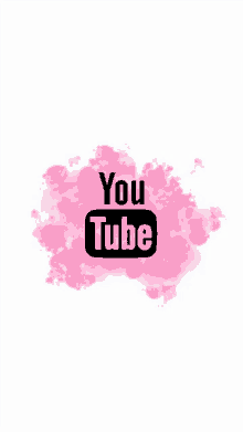 a pink and black youtube logo with a pink background