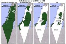 a series of maps showing the loss of palestinian land from 1946 to 2000